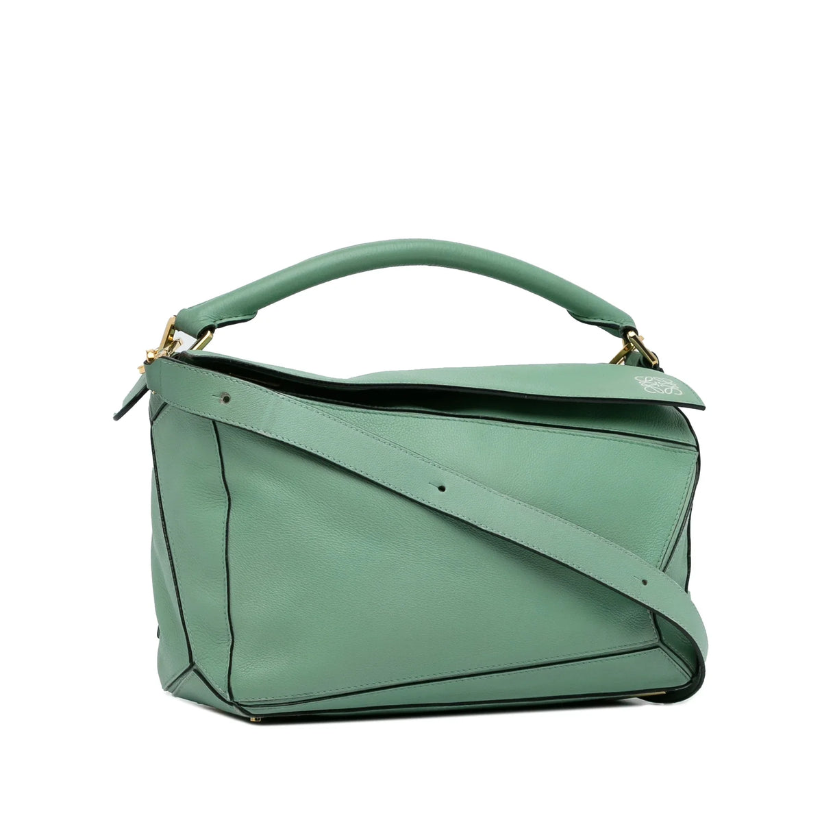 Satchel Puzzle Unisex LOEWE Leather Green Calf Pre-Owned (Good) Authenticated Medium