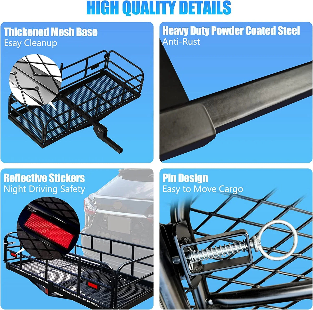 Carrier Rack 2" Fits Basket Cargo Rear x Duty Lbs 60" Receiver x for SUV Folding Traveling Luggage Car Heavy Cargo Camping 14.4" Hitch 500 24" Mount