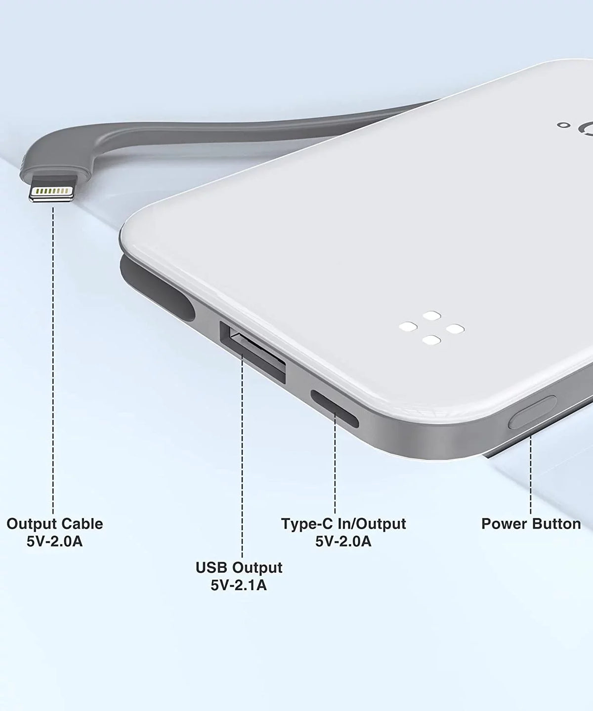 Portable Compatible Bank and 13/13 Cable, Small with Pro Max/X/XS/8/7/6/SE Mini Built-in Charger More Pro 4500mah Phone Max/12/12 Charger Portable with White Power Pro Max/11/11 Cell TG90 iPhone