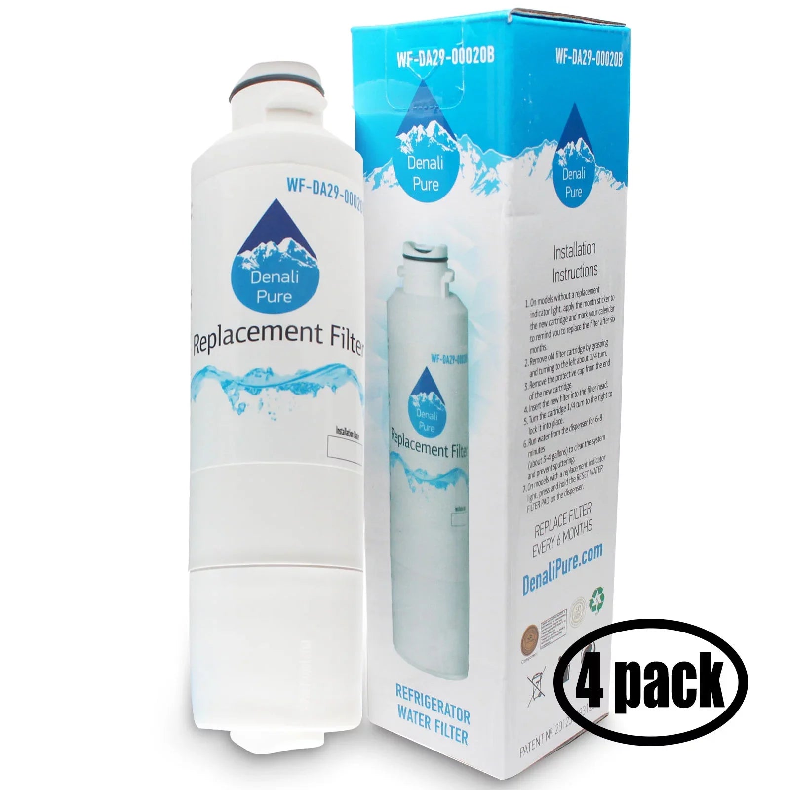 Water Water Cartridge RS261MDBP for DA29-00020B, Filter with Compatible HAF-CIN Filter Replacement Refrigerator 4-Pack Fridge DA29-00020A, Samsung - Samsung