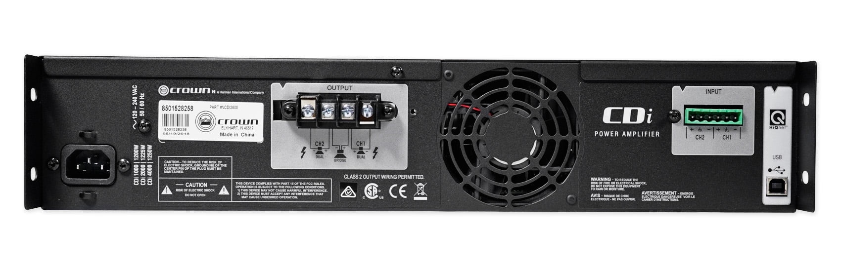 Crown CDi2000 Amplifier+10) Speakers JBL Background Front+2) Commercial 70V 800w