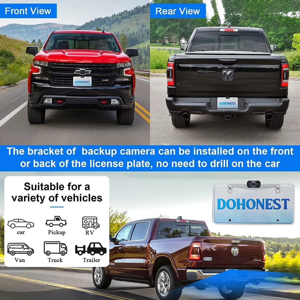 Van vision to Cam Truck Easy Signal Camper Camera Stable Car Reverse Wireless 7-Inch: 2 Bluetooth Plug Backup Channel Night Install V for Play DoHonest Kit Monitor Auto-Switching 1080P and HD Pickup
