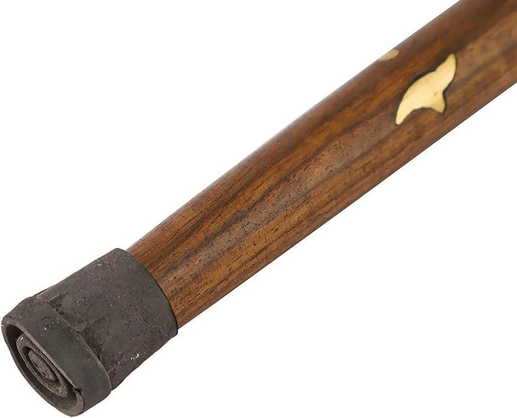 Crutches Canes Premium Solid Shaft Handle Antique Plated & & Inlayed Walking Buffed Elephant Stick for Brass Men Cane Beautiful Brown Polished Women Walking