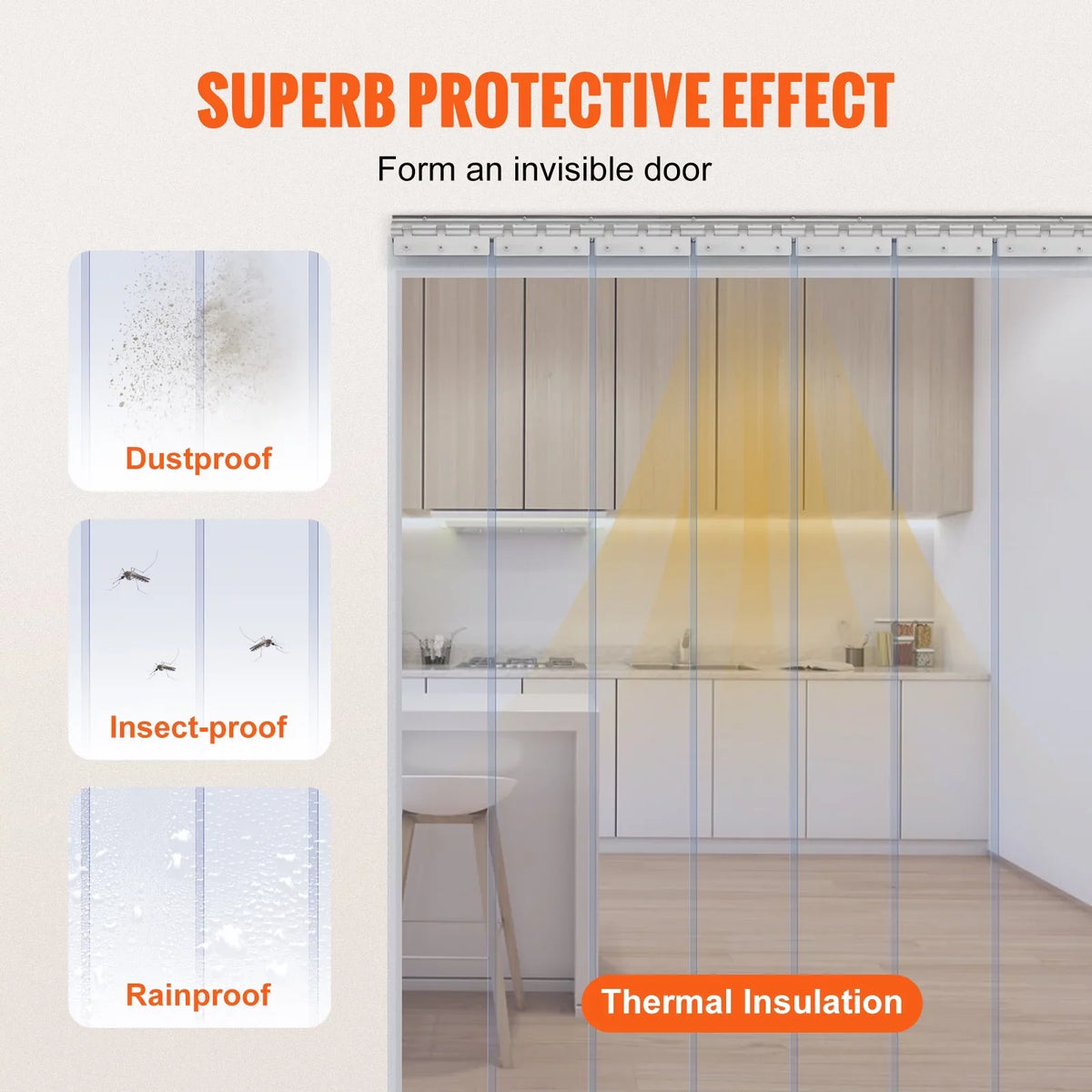 Plastic Strip Freezer x Curtain PVC 84" Curtain Clear BENTISM Door Cooler 42"