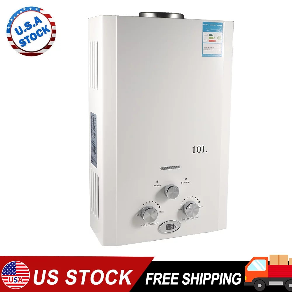 Tankless · Gas Head Instant Hot Heater Kitchen Natural G PEH 10L Water Boiler w/Shower
