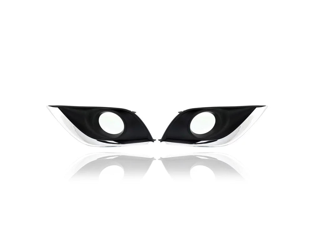 Passenger + Chrome Molding Cover & for Versa Pair, Fog Sedan - Right Light Bezel Hole Set SV/SE/SL- 622576W80A With Driver Black - Compatible/Replacement - '15-19 Left 622566W80A, Nissan
