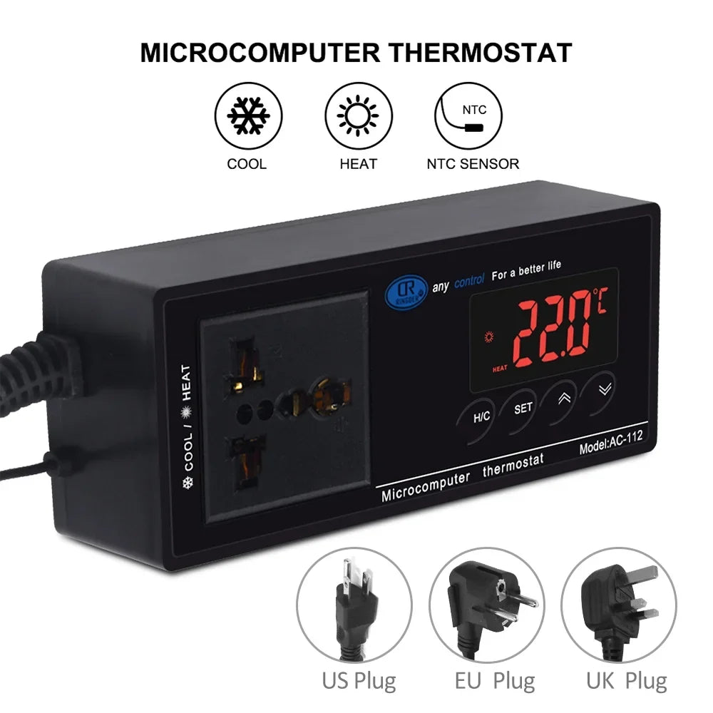 Mode Cooling Digital Brewing Heating Chest House Home & Temperature Controlled for Incubation Thermostat with Green Outlet Freezer Plug Reptile Thermostat Reptiles Carevas Controller -40℃~110℃