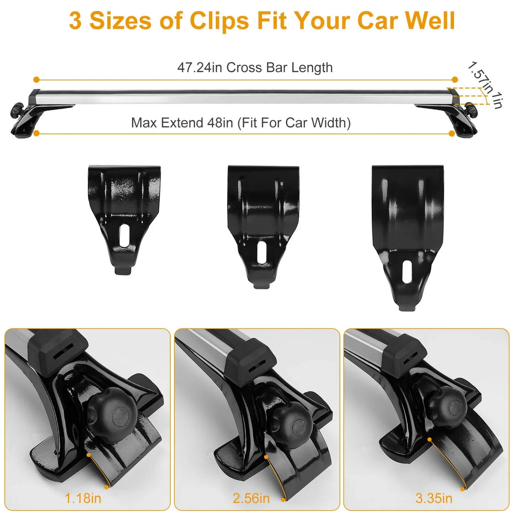Aluminum iMounTEK Cargo 165LBS with Car for Roof Roof Rack Roof Most Without Car Capacity Rack Carrier Wagon Vehicle Rail Fit Side Crossbars 47.24in