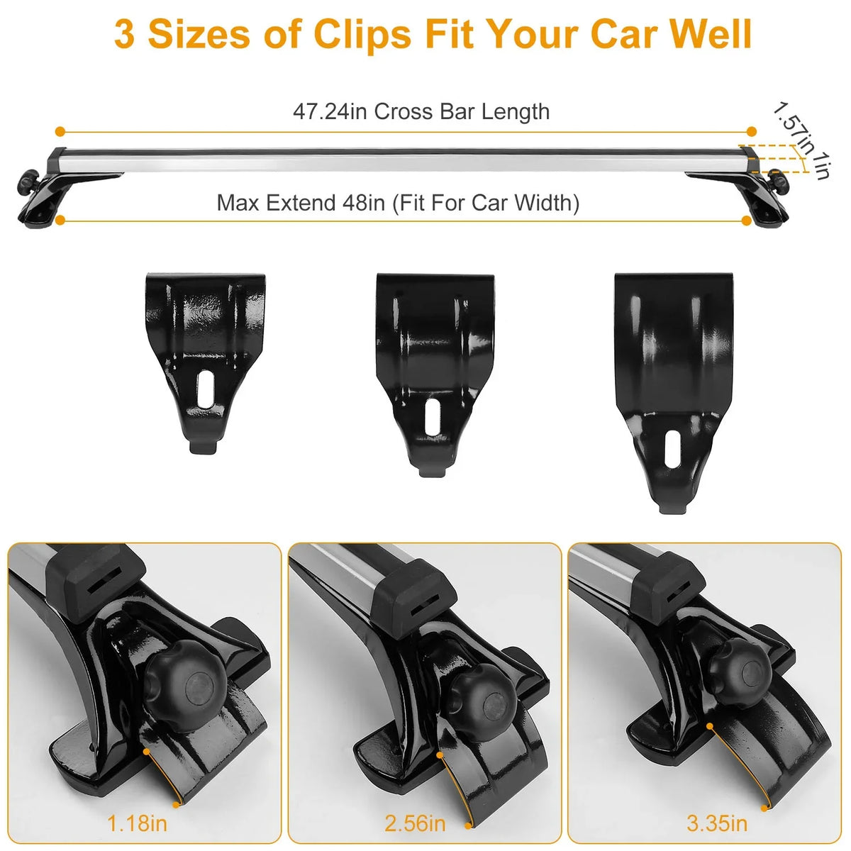 Aluminum iMounTEK Cargo 165LBS with Car for Roof Roof Rack Roof Most Without Car Capacity Rack Carrier Wagon Vehicle Rail Fit Side Crossbars 47.24in