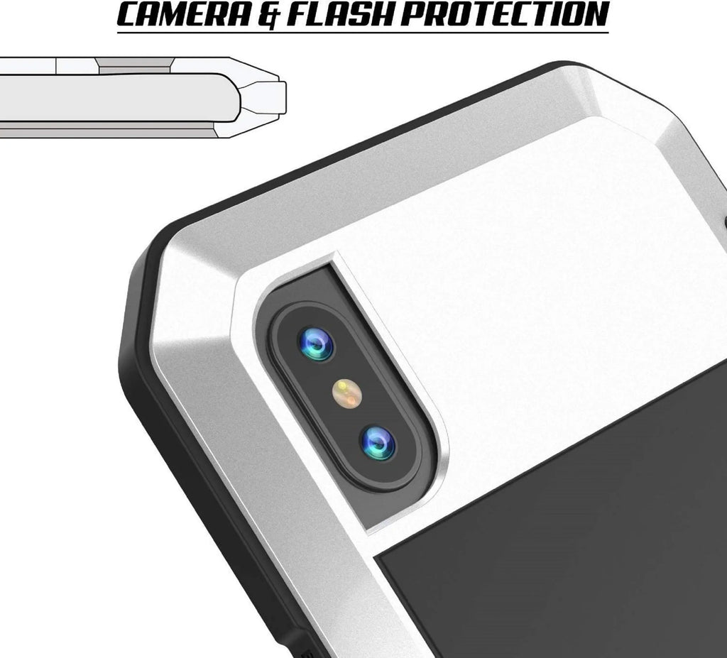 Case iPhone and Rugged Grade Glass Metal Duty Military Travel Aluminum Outdoor 6s Gorilla (White) Scratch Resistant Heavy Shockproof Plus Protection,