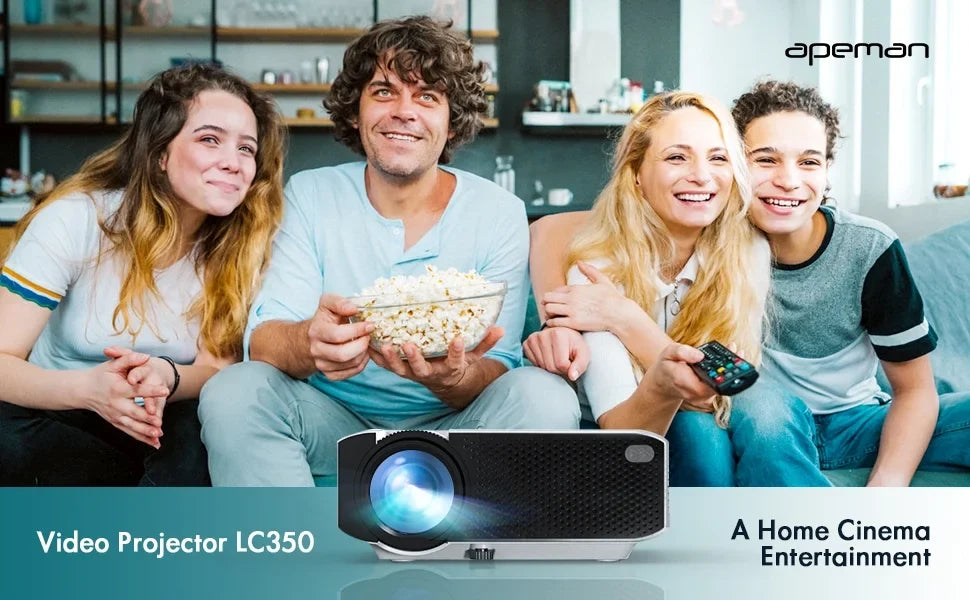 1080P Theater Eyes Speakers, Support Connection Protection, Multiple LCD Native 480P Apeman Projector, LC350 Home Dual