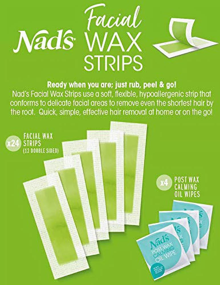 Face - Wipes Nad's Hair Removal 48 Kit Strips - for Strips + + Calming 8 Skin Powder Women With Facial Wax Protection Oil Facial Waxing Wax