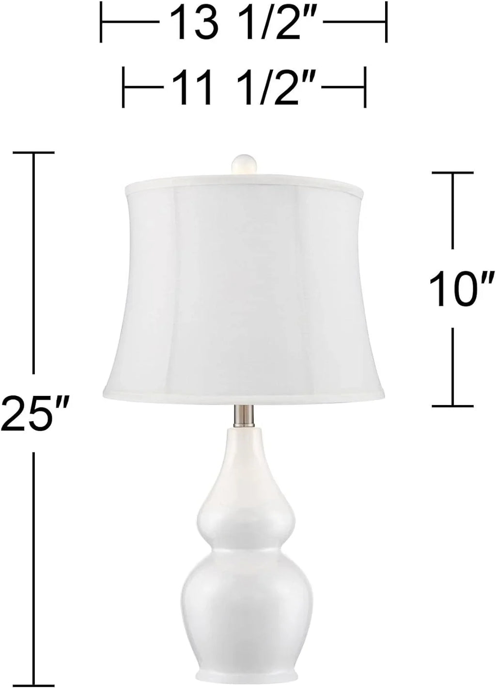 Ceramic Modern Nightstand Lighting for Room Bedroom Double Table Office Tall Gourd Entryw Jane Bedside White Lamps Drum House Shade 25" Home Fabric Living TJUNBOLIFE Softback Tapered