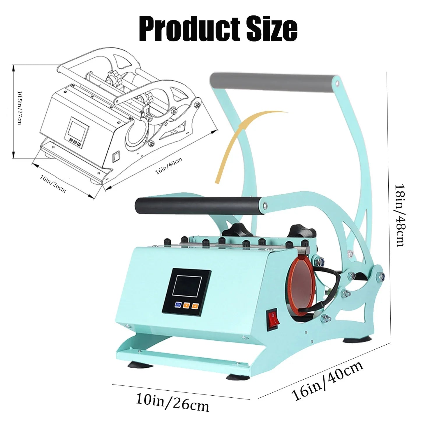 Baking Tumblers with Press Press Time Machine, Machine, Setting,Green Heating Tumbler Mugs, Heat Temperature Straight 20OZ Cup Sublimation Transfer Print DIY for Mug