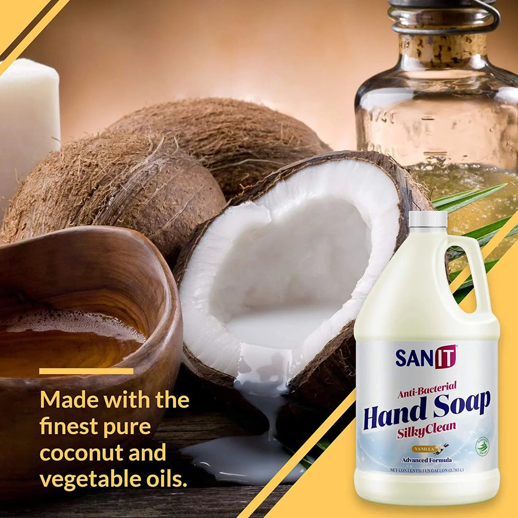 Antibacterial 1 with Moisturizing Hand Advanced - Gallon Vanilla, Silky and Oil Wash Aloe Soap Gel Coconut in Clean Liquid All-Natural Sanit - Hand Made - Formula Vera USA, Refill