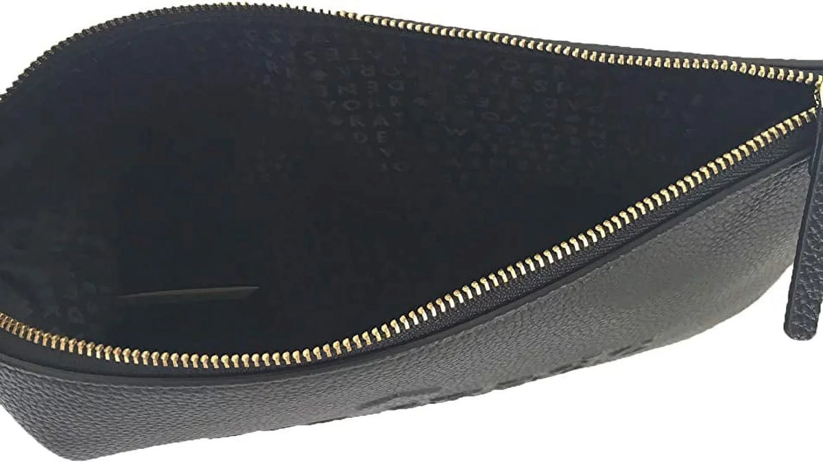 Pebbled Leather Clutch Large Gia Soft Black Logo Spade Bag Kate Pouch Embossed