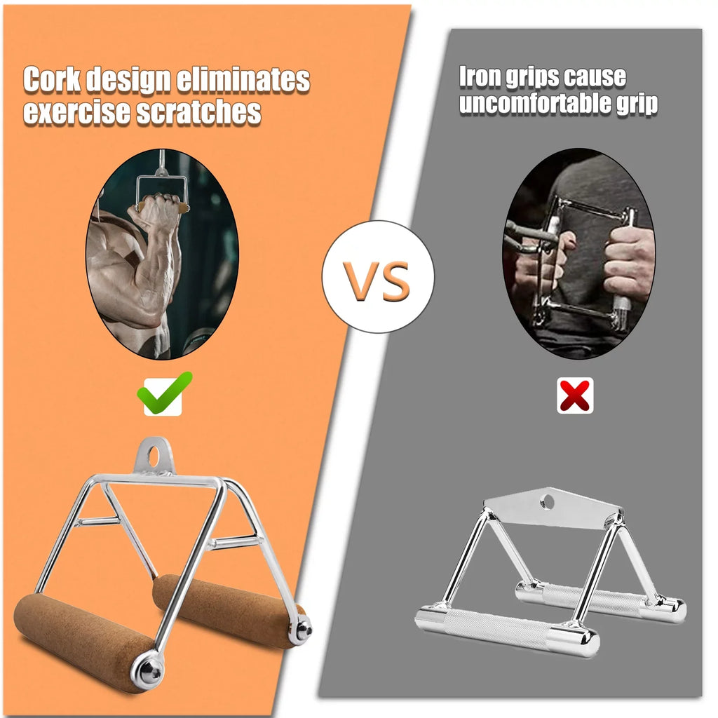 Non-Slip Natural Ymam.Light V Cable Handle Machine Handles Home Handles, Gym Pulldown D Tight Row Double Row Handle, Grip Attachment For Cork
