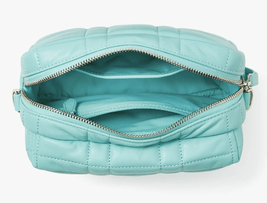 '- New Women's Clutch York Small Softwhere Spade Convertible Crossbody Quilted Green Leather Kate