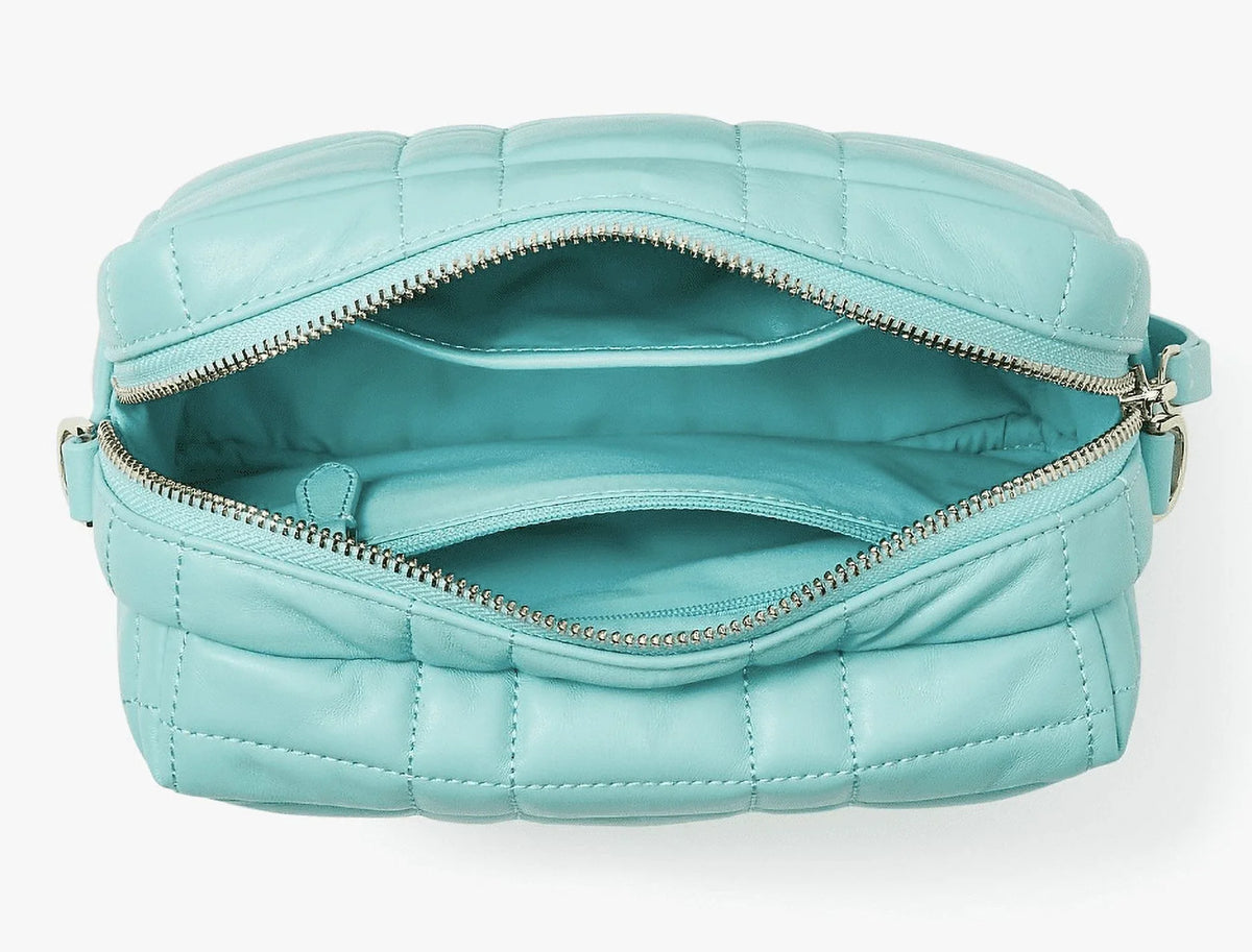 '- New Women's Clutch York Small Softwhere Spade Convertible Crossbody Quilted Green Leather Kate