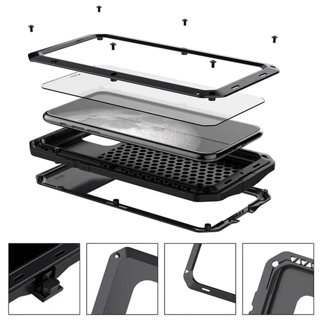 Grade Glass Case iPhone Metal XS (Silver) Travel Heavy Max Military Gorilla Outdoor Rugged Aluminum Scratch and Resistant Duty Shockproof Protection,