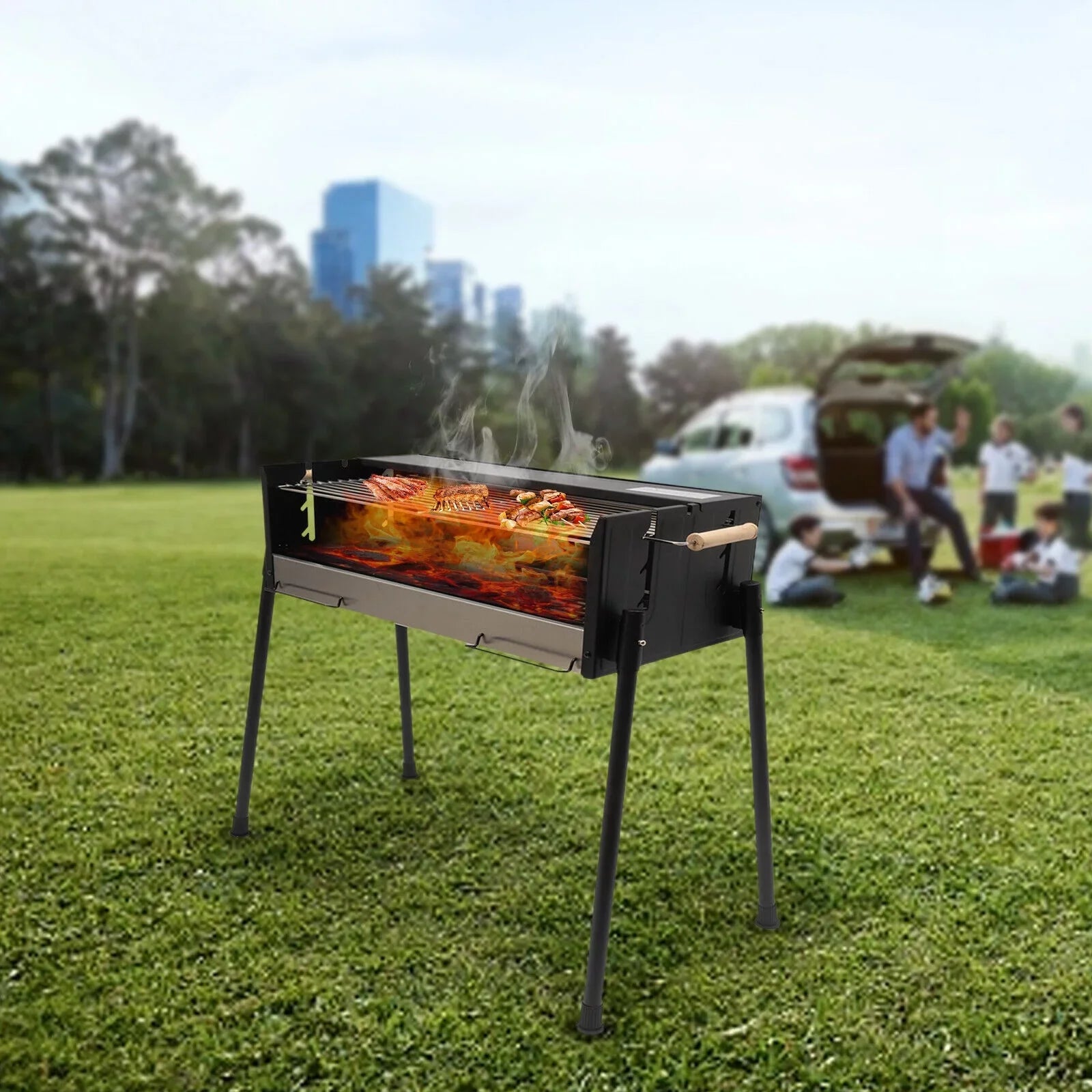 with Grill Food Folding Portable Charcoal Tool Charcoal Barbecue Grill BBQ Camping Kits Miumaeov for Grade Grill Stainless Picnic Grill 304 Steel