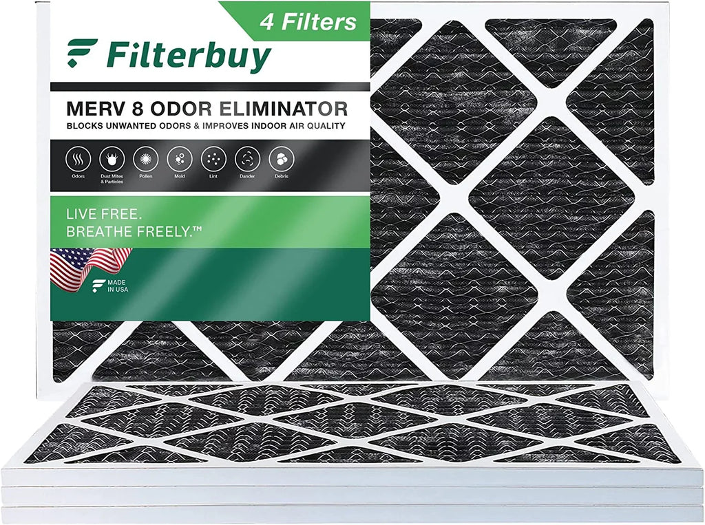 8 Carbon 14x25x1 Pleated Furnace HVAC Eliminator MERV (4-Pack) Air AC Filterbuy with Activated Filters Odor