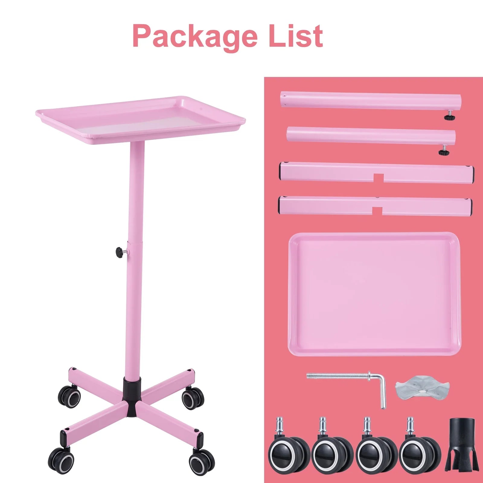 Shelf,Adjustable Wheels Tattoo Tattoo Spa Clinic Bestauty Salon Salon Wheels Cart Hair Storage Use Salon Movable Color Salon Salon Wheels Clinic Salon Beauty Pink Hair Wheels Professionals