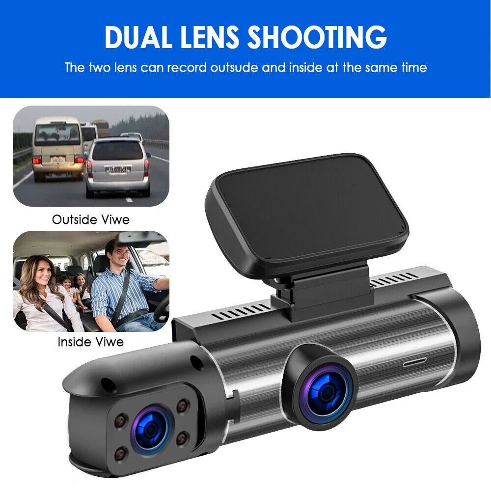 Dash Front Jahyshow Cam Lens Camera 1080P G-Sensor Video DVR w/ Inside Recorder Dual Car