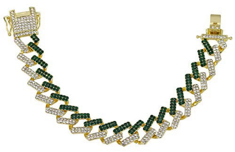 Silver Round Out (L0504DXB Luxury Money - Mens Bling-ed w/Bling-ed Bracelet Watch Green) ZZ Gold Out