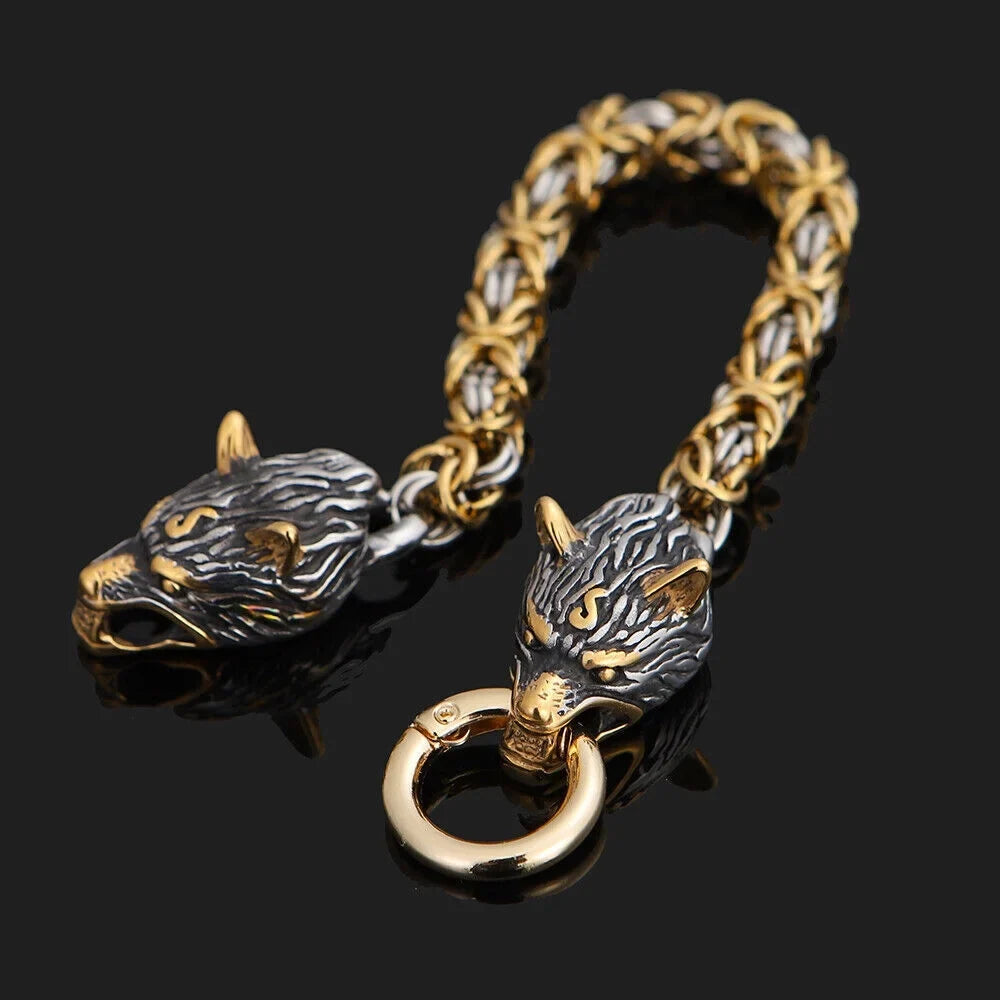 Wolf Fashion Handmade Jewelry Steel Nordic Bracelet Stainless Celtic Men's Retro