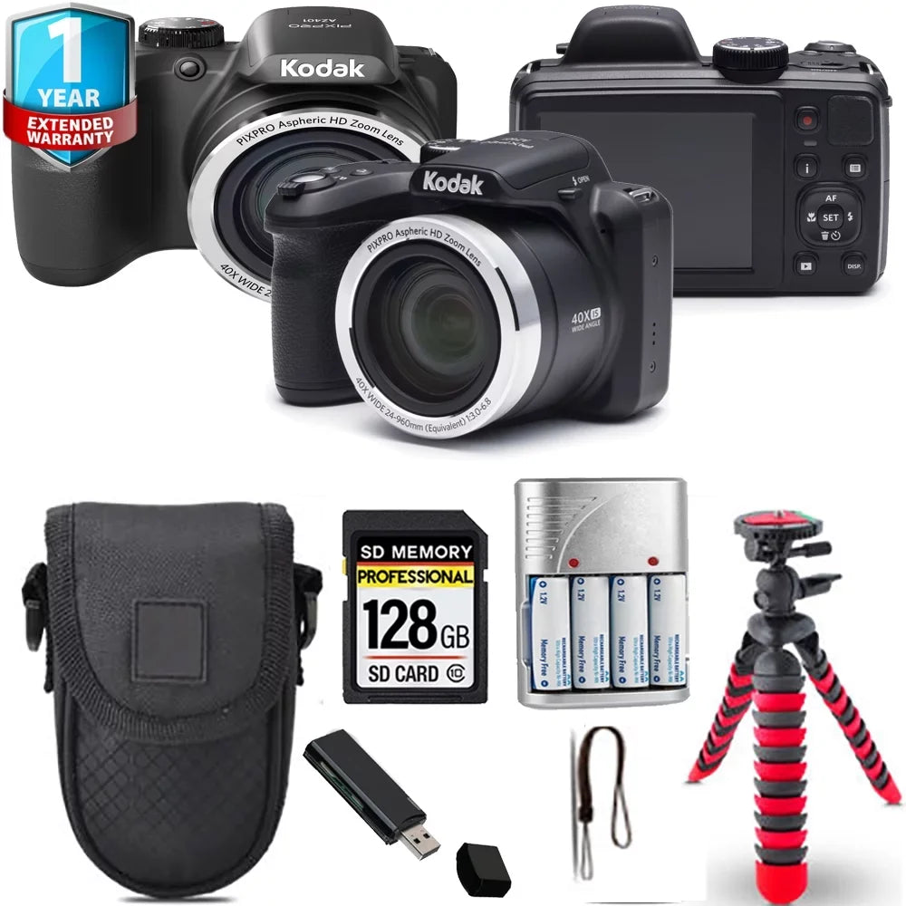 Digital Kodak + Spider Camera Yr + AZ401 Warranty Case+ PIXPRO 1 (Black) Tripod