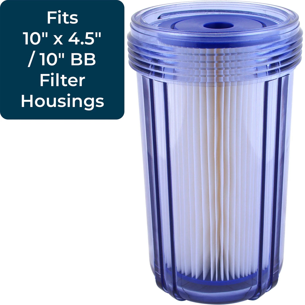 (8 Pack) 30 4.5" Filter Micron 10 Pleated Polyester x Cartridge, SpiroPure