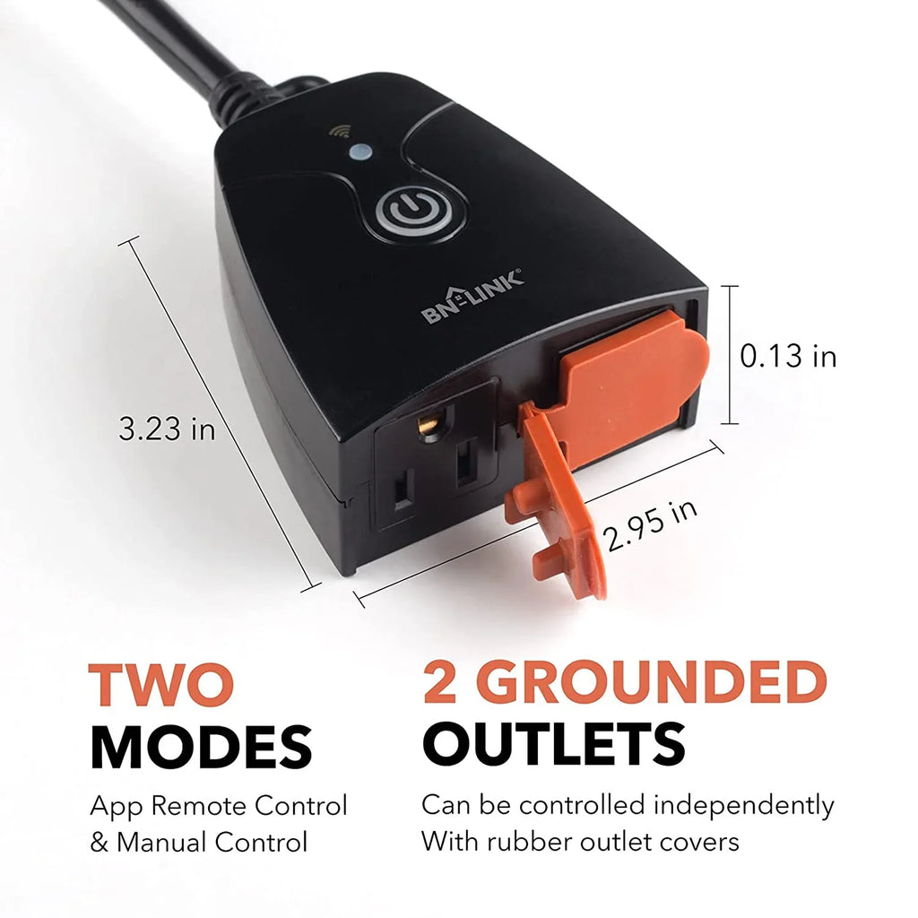 Smart Switch, 2.4 WiFi only Alexa Timer and with Heavy Plug Compatible BN-LINK Outlet Duty Outlet Google GHz Outdoor Dual Assistant Network