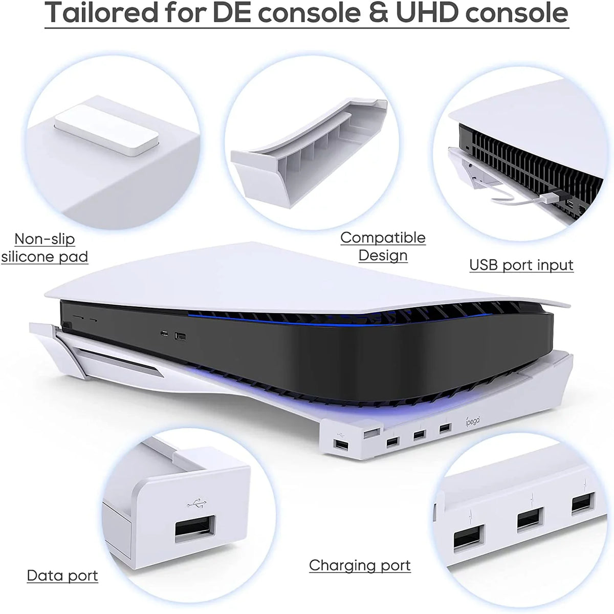 2.0 USB Console Playstation Edition Base and Stand Charging Port Extension Digital for Horizontal Port,Compatible 4-Port & Hub with Skate 5 Data USB with 3 &1 Holder 5 Playstation Disc