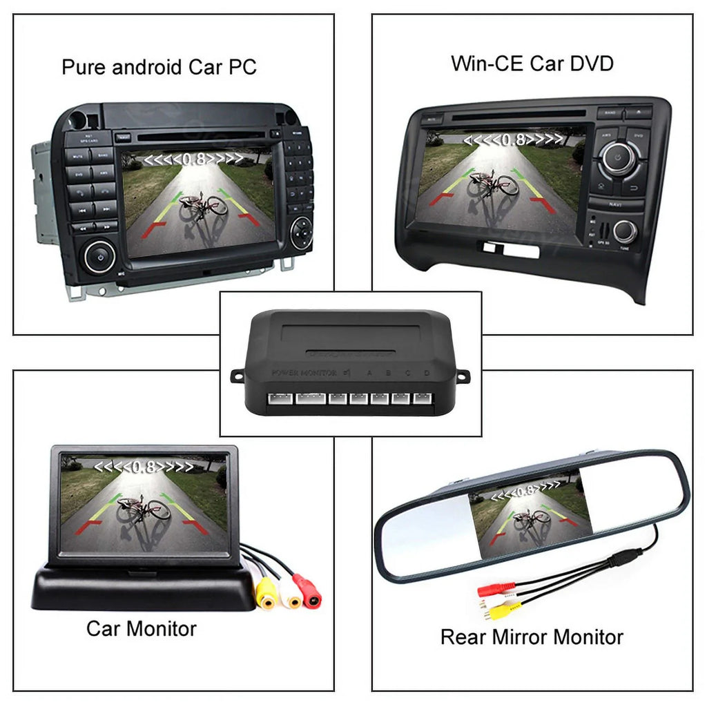 Parking beeps, Radar Diameter 4 Sensor Detection Cable) 2.3M Packs Car Backup Distance:30~150CM, X60D Buzzer System, (Black) Waterproof Reverse Sensors (22mm
