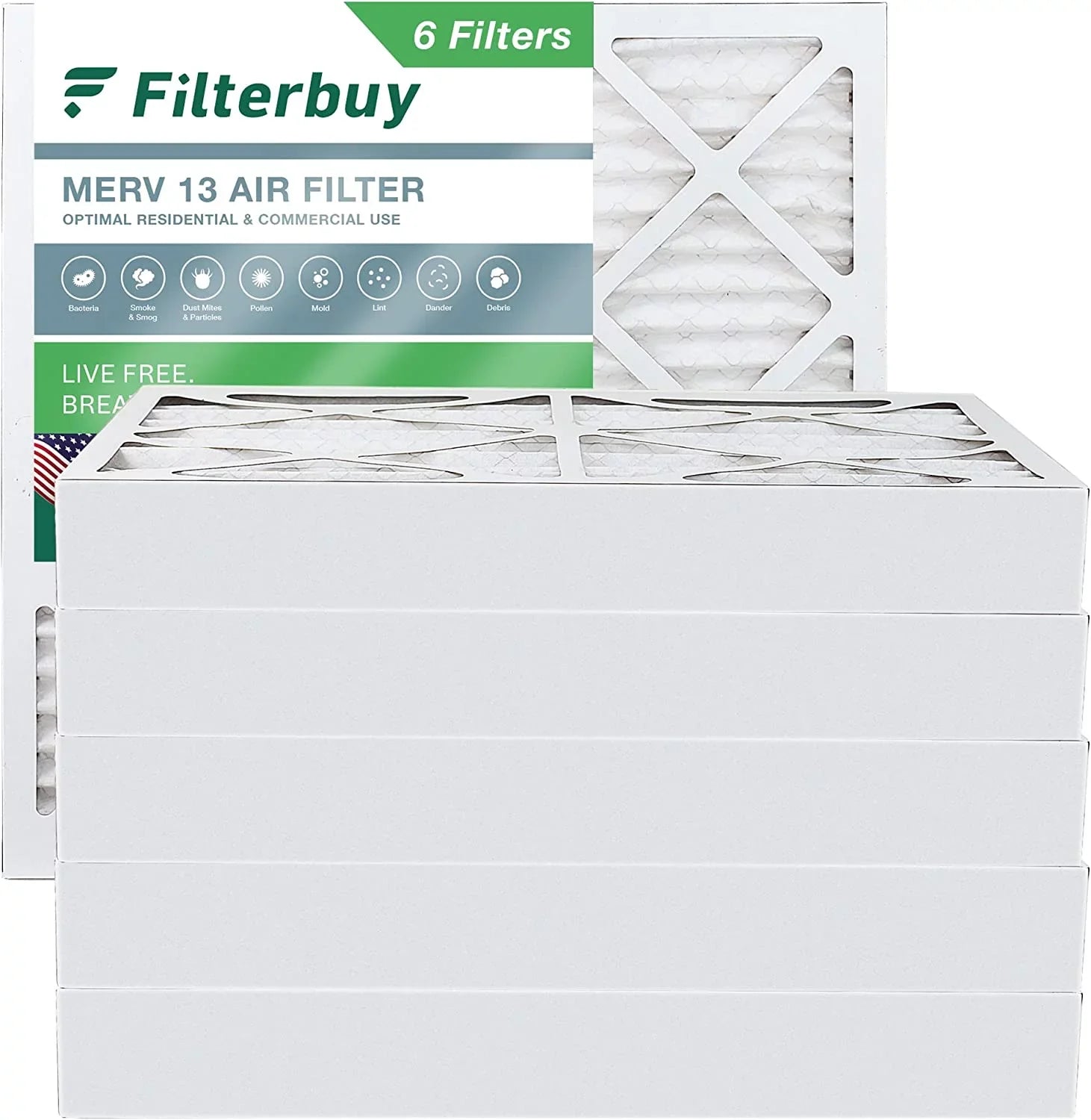 MERV Furnace Pleated HVAC (6-Pack) Air 12x12x4 13 Filters Filterbuy AC