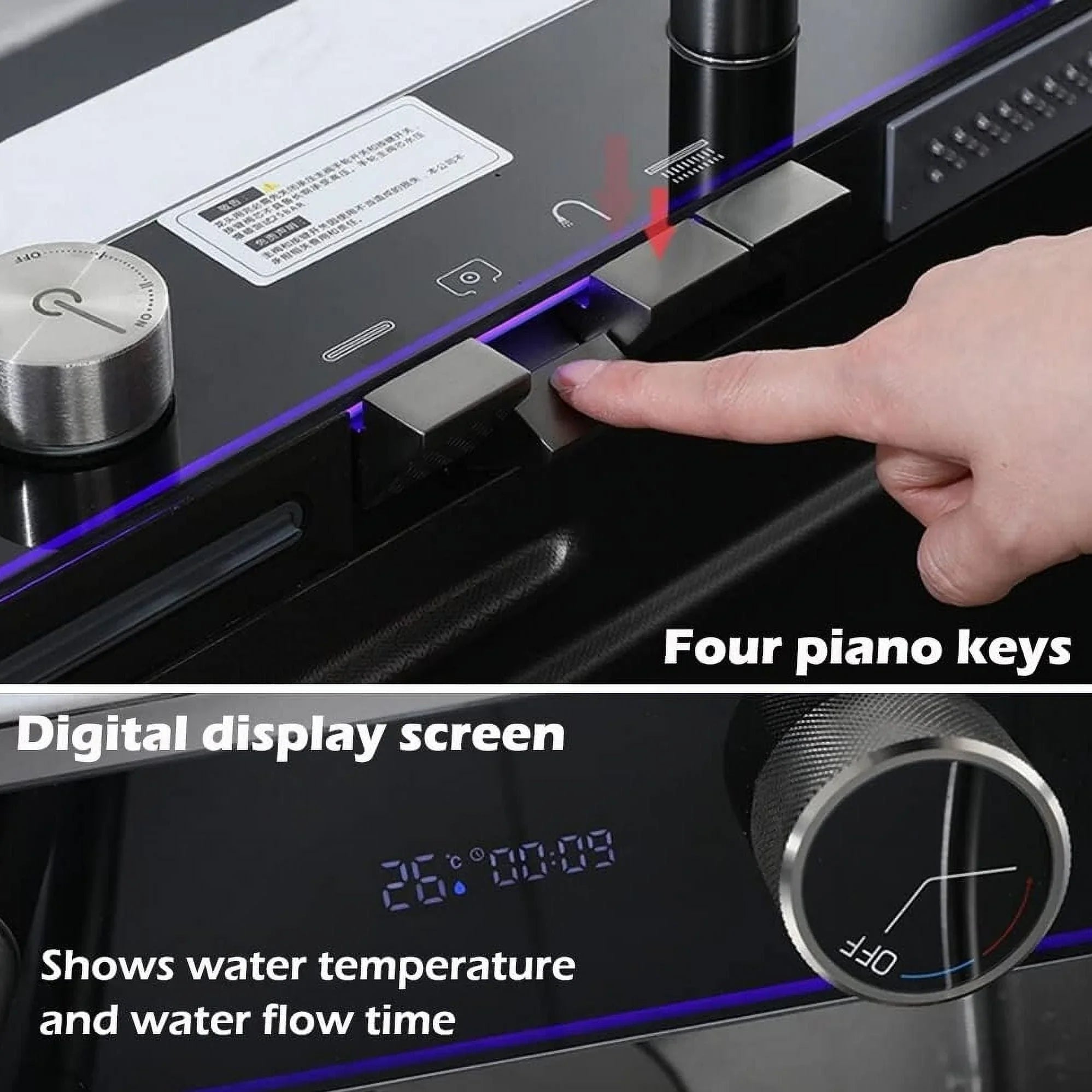 Rain Nano Set Sink Black Flying with Pull-Out 29.5 INCH SinkIntegrated Household Tap Waterfall Sink