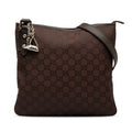 Authenticated Crossbody Nylon Crossbody Brown Bag (Good) Pre-Owned GG Fabric Gucci Jolicoeur Unisex