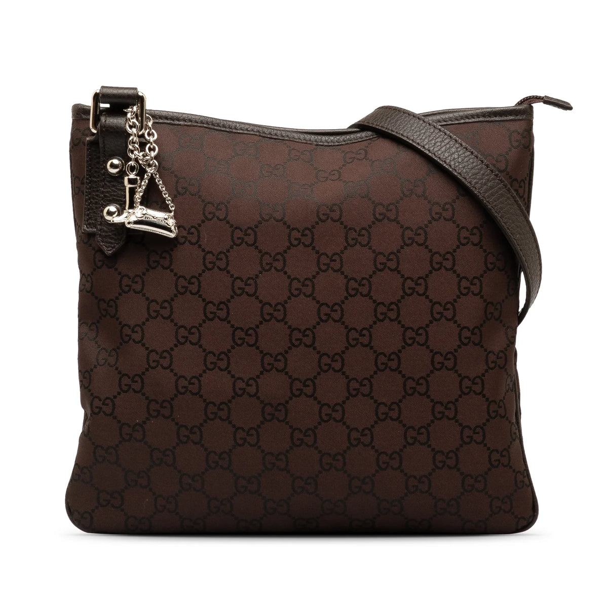 Authenticated Crossbody Nylon Crossbody Brown Bag (Good) Pre-Owned GG Fabric Gucci Jolicoeur Unisex