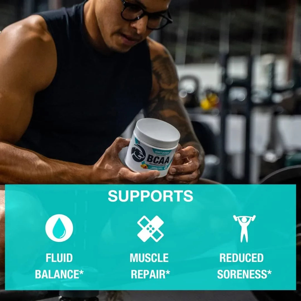 Amino Honey with + Keto, BCAA Punch, Mix, 30 Post BCAAs Sugar Badger EAA Men & Drink For Recovery Vegan, Hydration Women, Workout Electrolytes Servings & Tropical Free Acids Muscle Powder, L-Glutamine