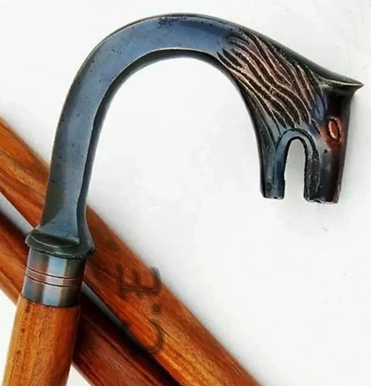 Crutches Canes Premium Solid Shaft Handle Antique Plated & & Inlayed Walking Buffed Elephant Stick for Brass Men Cane Beautiful Brown Polished Women Walking
