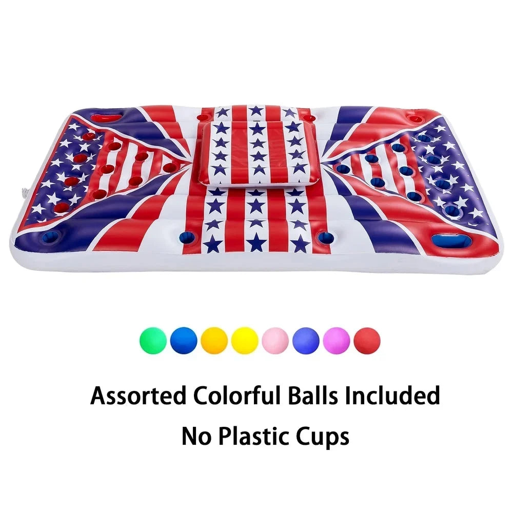 Float Cooler Floating Built-In with Beer Flag Pong American
