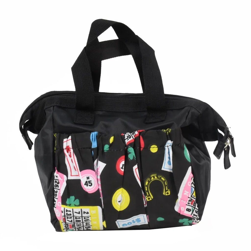 Bingo Bag Purse Black 6 Zipper Pocket Closure Game Dauber Holder Card Night Tote