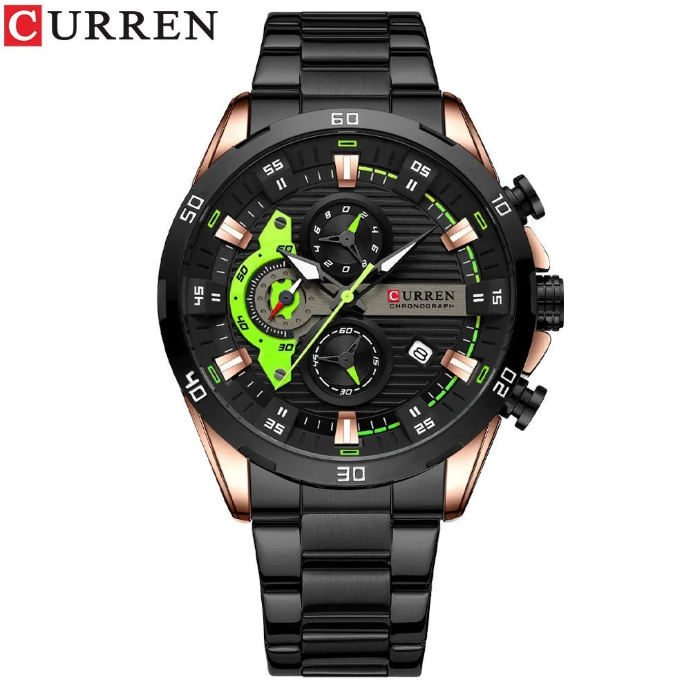 Mens Clock Male Chronograph Wristwatches Steel Fashion for CURREN Luminous Stainless with Watches Creative Dial Casual