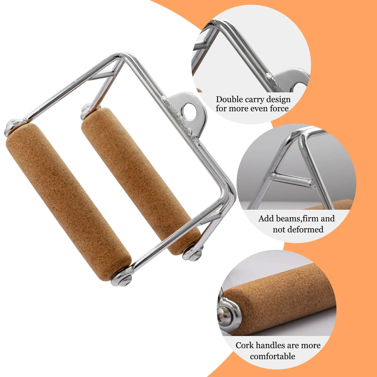Non-Slip Natural Ymam.Light V Cable Handle Machine Handles Home Handles, Gym Pulldown D Tight Row Double Row Handle, Grip Attachment For Cork
