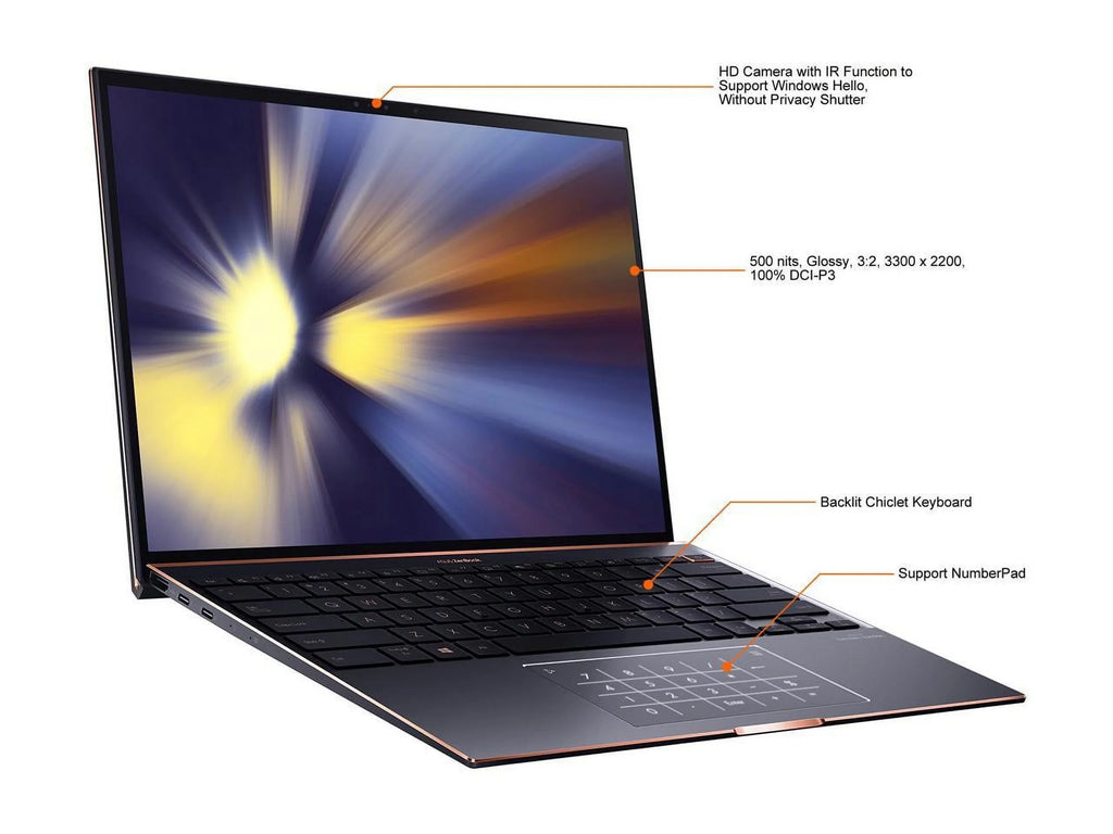 i7-1165G7 500nits Evo Core 13.9" Touch 1TB Black, 10 Ultra RAM, CPU, Windows ZenBook 16GB Platform Thunderbolt Intel TPM, UX393EA-XB77T Jade Laptop, 3:2 S Slim Display, ASUS Pro, SSD, 4, 3300x2200