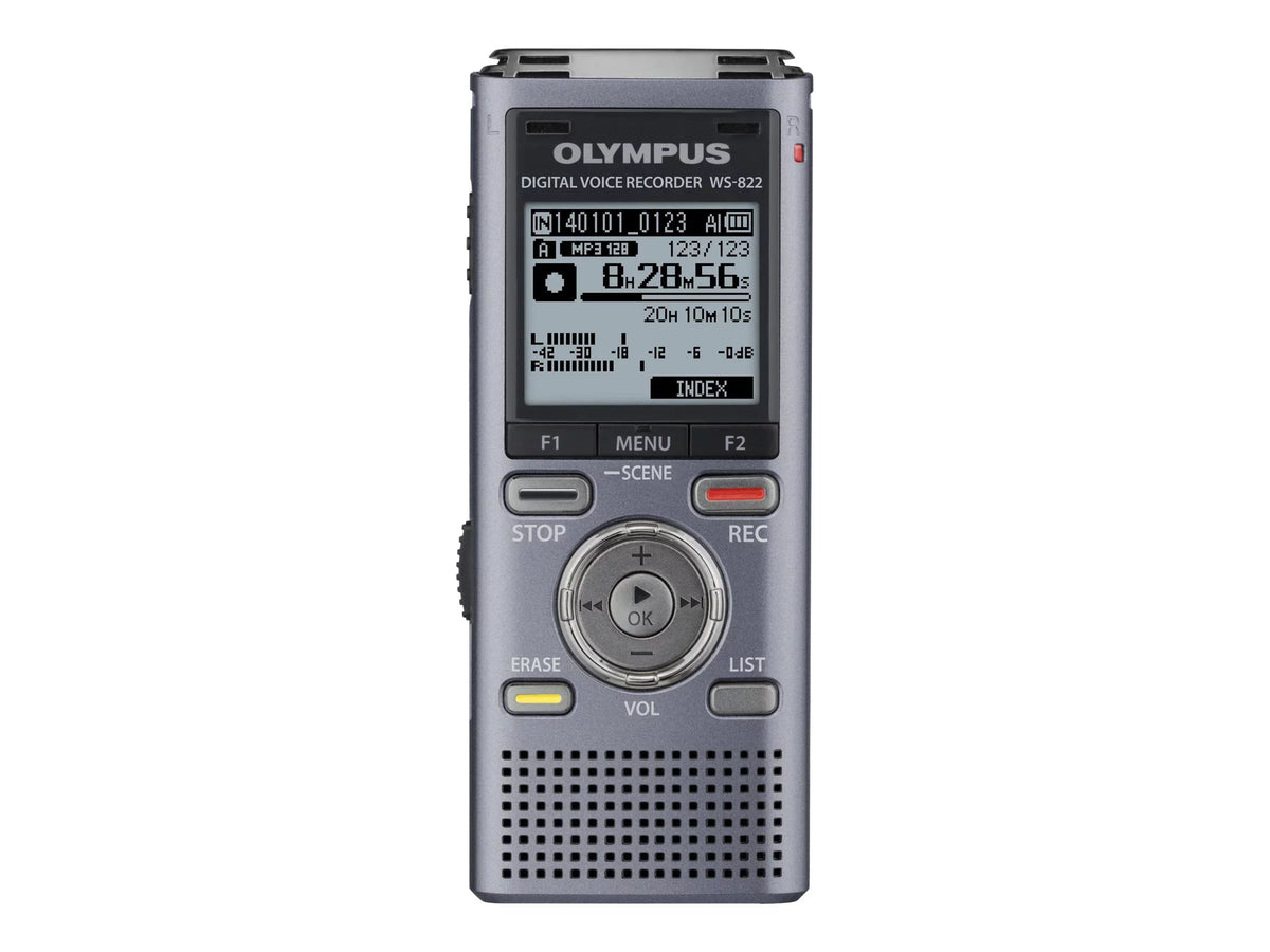 Gray Digital 4GB Voice Recorder, WS-822 Metallic, Olympus
