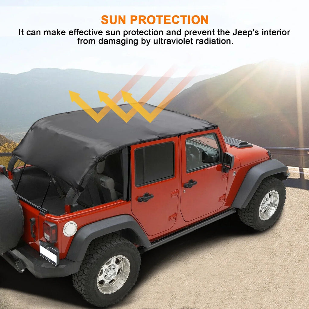 2007-2017 Top for Roof Cover Soft JK 2-Door Extended Top Leather Top Wrangler Bikini Anti-UV PU Jeep Black
