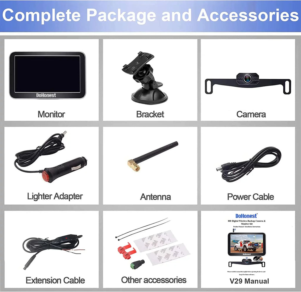 Van vision to Cam Truck Easy Signal Camper Camera Stable Car Reverse Wireless 7-Inch: 2 Bluetooth Plug Backup Channel Night Install V for Play DoHonest Kit Monitor Auto-Switching 1080P and HD Pickup