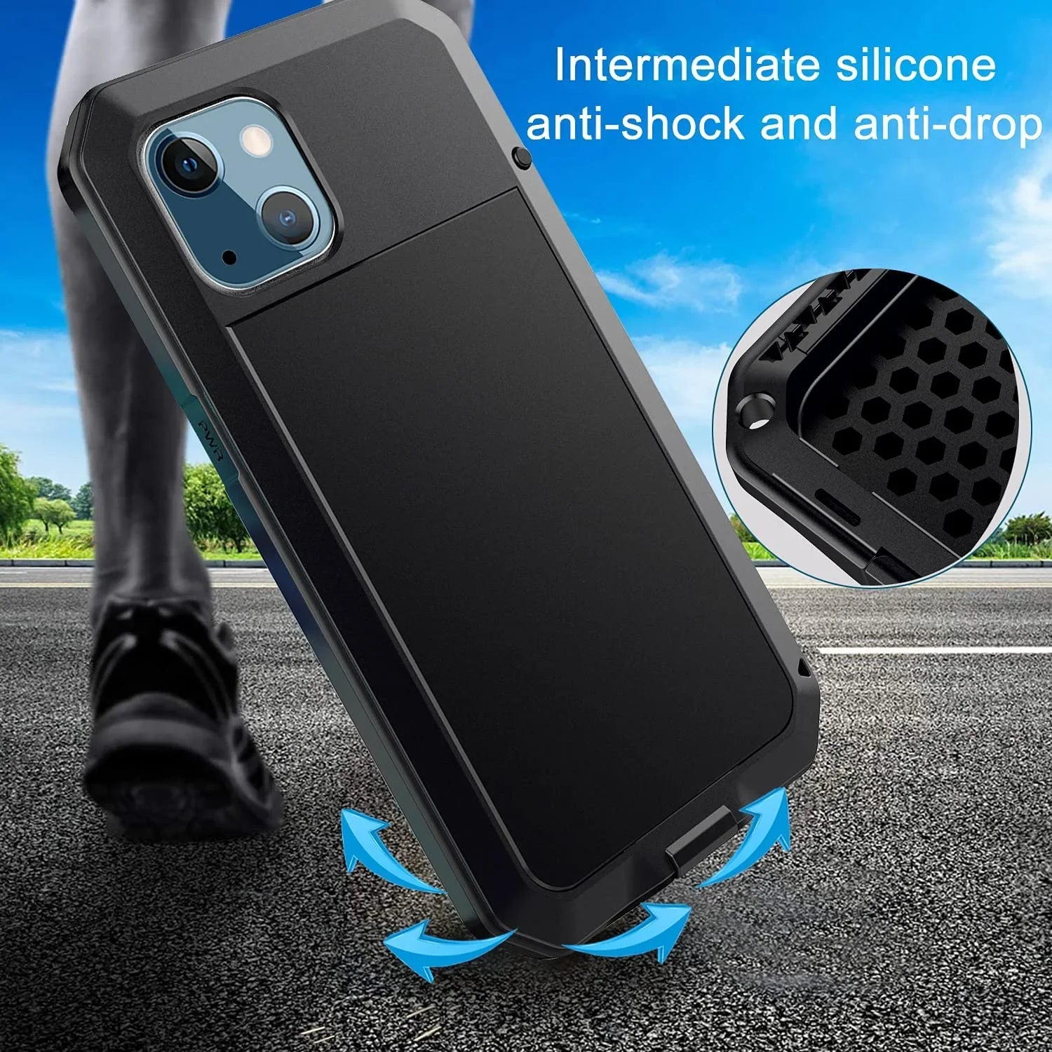 and Gorilla Aluminum Resistant Travel Case Rugged Duty Pro (Black) Heavy Shockproof Grade Military Protection, Outdoor iPhone Scratch Metal 14 Glass